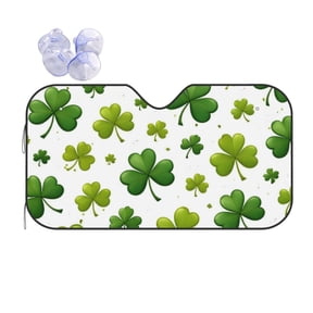 St Patricks Day Lucky Shamrock Clover Car Windshield Sun Shade Universal Fit Auto Sun Visor Protector