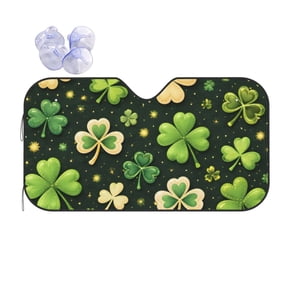 St Patricks Day Lucky Shamrock Clover Car Windshield Sun Shade Universal Fit Auto Sun Visor Protector