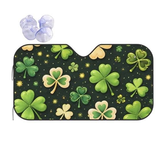 St Patricks Day Lucky Shamrock Clover Car Windshield Sun Shade Universal Fit Auto Sun Visor Protector