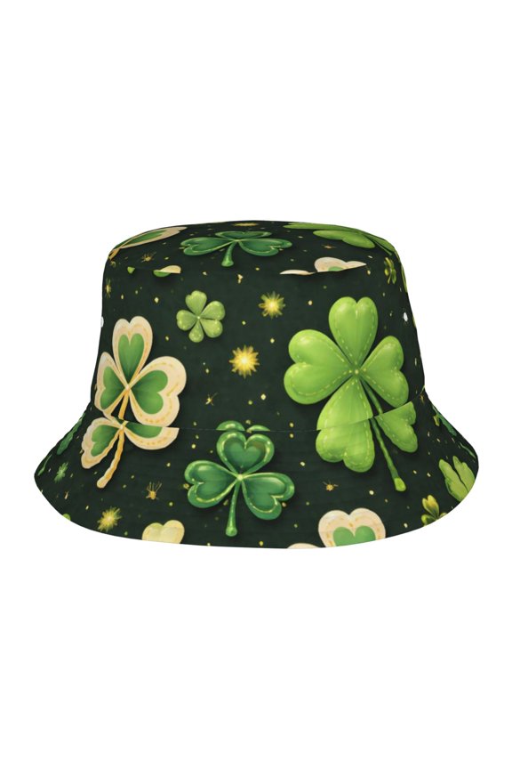 St Patricks Day Lucky Shamrock Clover Fisherman's Hat Lightweight and Breathable Sun Hat Suitable for Both Men and Women