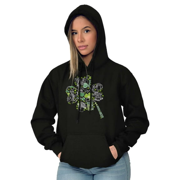 St Patricks Day Lucky Shamrock Hoodie Sweatshirt Women Brisco Brands S