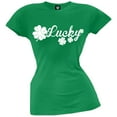 thumbnail image 1 of St. Patricks Day - Lucky Shamrocks Juniors Green T-Shirt - Small, 1 of 1
