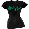 thumbnail image 1 of St. Patricks Day - Lucky Shamrocks Juniors T-Shirt - Medium, 1 of 1