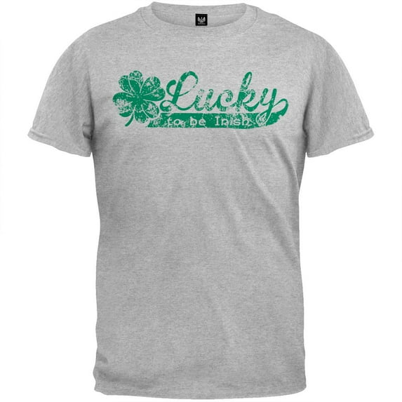 St. Patricks Day - Lucky To Be Irish Grey T-Shirt - Medium