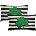 thumbnail image 1 of St Patricks Day Lumbar Pillow Covers 12X20 Inch Green Shamrock Clover Black Stripes Decorative Rectangle Pillow Cases Set of 2 Spring Throw Pillows Farmhouse Home Decor for Sofa Couch Bedroom Outdoor, 1 of 6