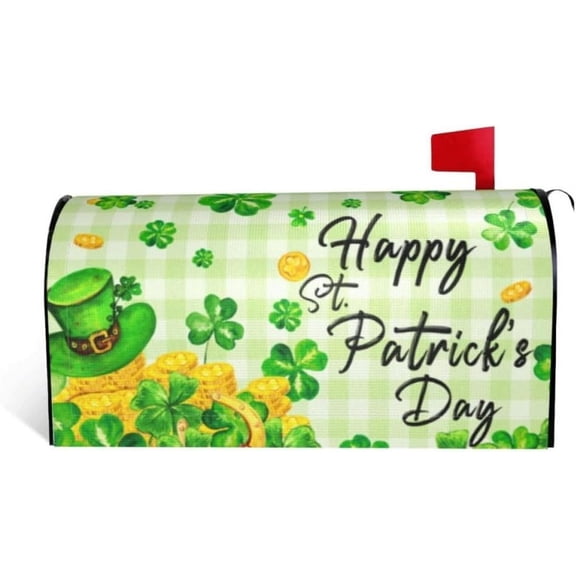 St Patricks Day Mailbox Cover Lucky Clovers Spring Mailbox Cover Magnetic 18 x 21 Inch Letter Box Post Wrap Waterproof Happy St. Patricks Day Mailbox Cover for Garden Yard Holiday Decoration