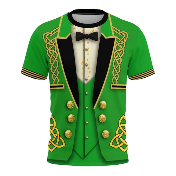 St Patricks Day Mens Shirt Round Neck Short Sleeve Tops 3D Print Funny T Shirt Irish Men's Novelty Shirts Casual Summer Tees