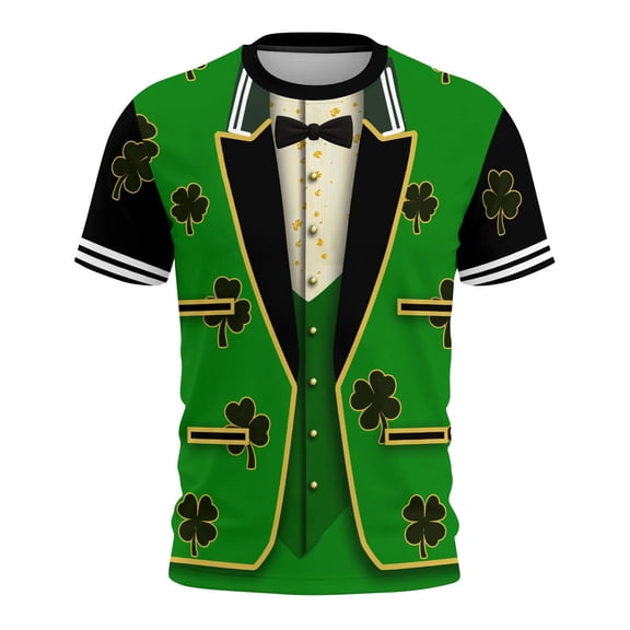 St Patricks Day Mens Shirt Round Neck Short Sleeve Tops 3D Print Funny T Shirt Irish Men's Novelty Shirts Casual Summer Tees