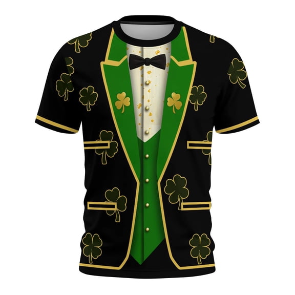 St Patricks Day Mens Shirt Round Neck Short Sleeve Tops 3D Print Funny T Shirt Irish Men's Novelty Shirts Casual Summer Tees