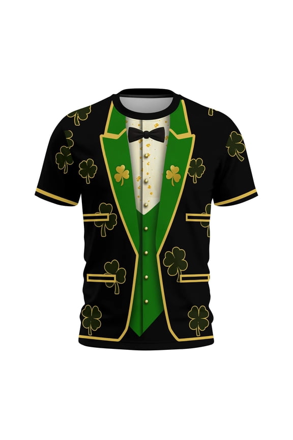 St Patricks Day Mens Shirt Round Neck Short Sleeve Tops 3D Print Funny T Shirt Irish Men's Novelty Shirts Casual Summer Tees