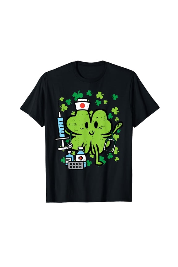 St Patricks Day Nurse Shamrock Saint Pattys Scrub Top Women T-Shirt