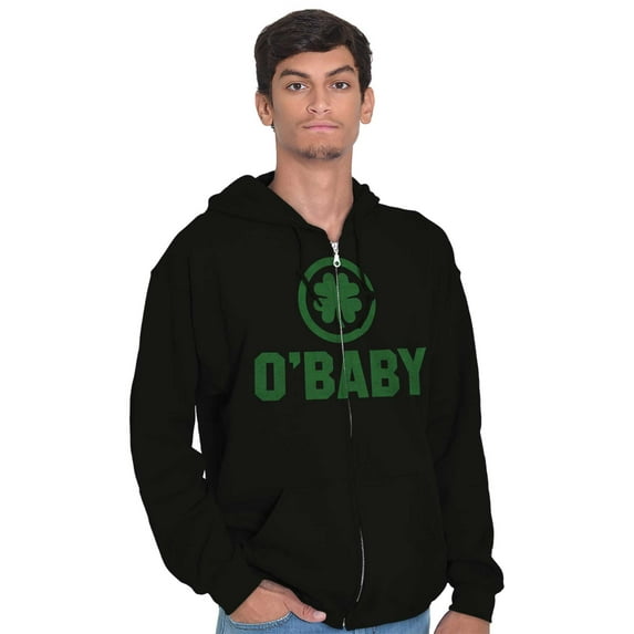 St Patricks Day O Baby Shamrock Unisex Fleece Graphic Zip Up Hoodie Brisco Brands 5X