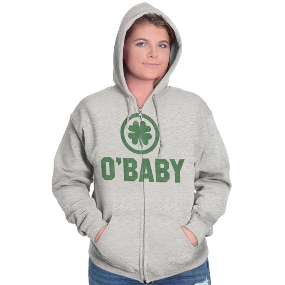 St Patricks Day O Baby Shamrock Zip Up Hoodie Men's Women's Brisco Brands S