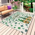 thumbnail image 1 of St Patricks Day Outdoor Rug 4x6 Ft, Non Slip Washable Area Rug, Green Shamrock Spring Watercolor Gnomes Beige Patio Rugs Carpet Runner, Large Floor Mat for Indoor/Outdoor Deck Porch Camping, 1 of 8