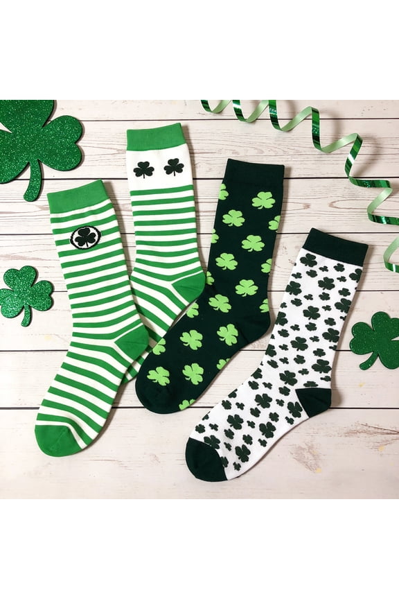 St Patricks Day Outfit Green Striped Mid Calf Cotton Socks, Breathable Crew Socks for Party and Daily Wear, Traditional St Patricks Day Accessories Shamrock Themed Festive Footwear, 15.74in, Green-D