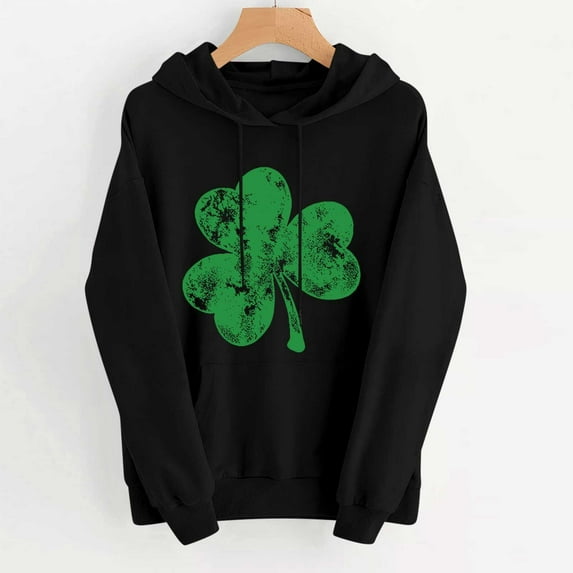 St Patricks Day Outfits For Women 2026 Long Sleeve Shamrock Hoodie Irish Clover Shirts Saint Pattys Hooded Sweatshirt 2026