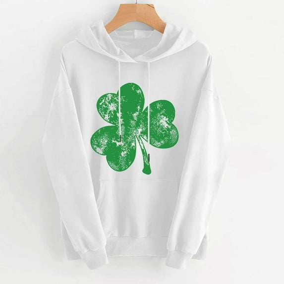 St Patricks Day Outfits For Women 2026 Long Sleeve Shamrock Hoodie Irish Clover Shirts Saint Pattys Hooded Sweatshirt 2026