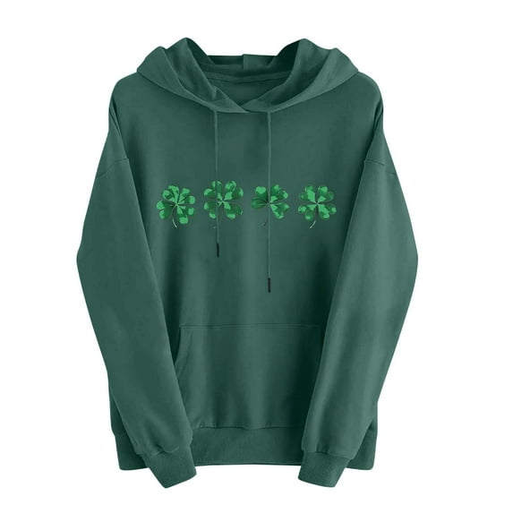St Patricks Day Outfits for Women Green Irish Shamrock Print Sweatshirt Casual Drop Shoulder Long Sleeve Jumper Festival Hoodie Women