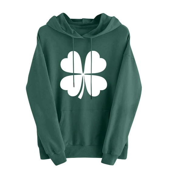 St Patricks Day Outfits for Women Green Irish Shamrock Print Sweatshirt Casual Drop Shoulder Long Sleeve Jumper Festival Hoodie Women