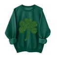 thumbnail image 1 of St Patricks Day Outfits for Women Leopard Shamrock Print Shirts Drop Shoulder Crewneck Sweatshirt Pullover Tops Irish Long Sleeve Green Shirt Women, 1 of 3