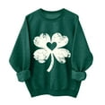 thumbnail image 1 of St Patricks Day Outfits for Women Leopard Shamrock Print Shirts Drop Shoulder Crewneck Sweatshirt Pullover Tops Irish Long Sleeve Green Shirt Women, 1 of 3