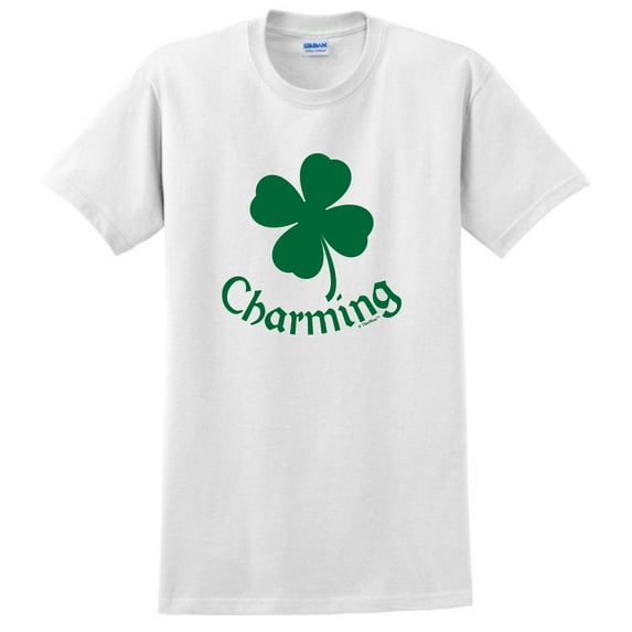 St Patricks Day Party Shirt 4 Leaf Clover Shamrock Lucky Charming Short Sleeve T-Shirt Large White