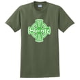 thumbnail image 1 of St Patricks Day Party Shirt Irish Celtic Cross Slainte Short Sleeve T-Shirt Large Military Green, 1 of 3