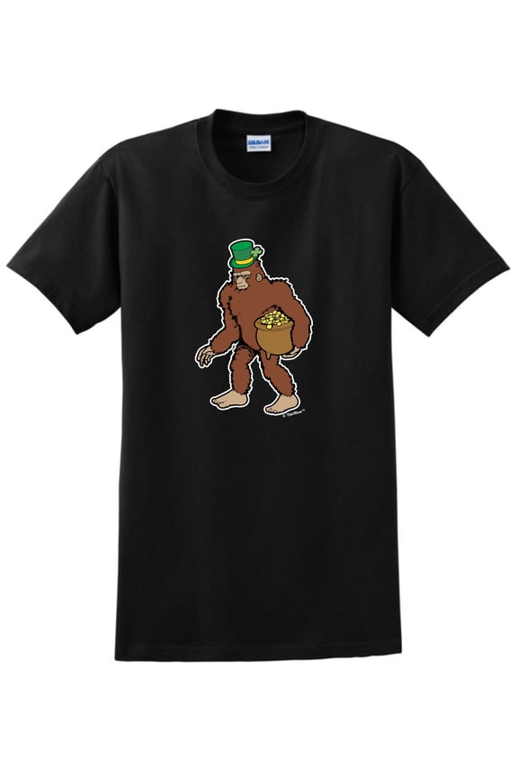 St Patricks Day Party Supplies Sasquatch Leprechaun Short Sleeve T-Shirt Medium Black