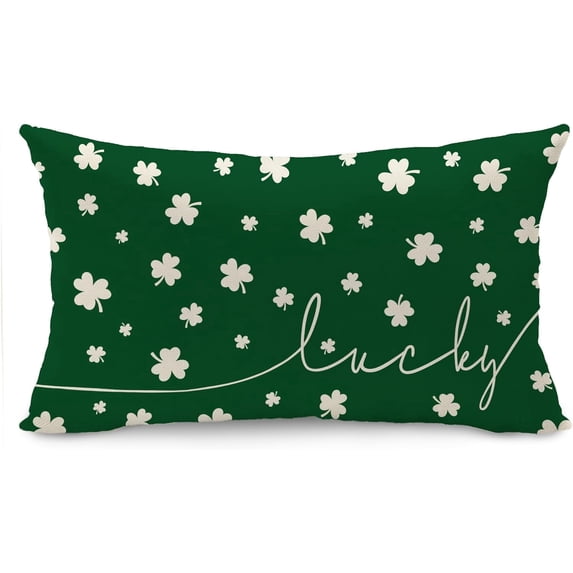 St Patricks Day Pillow Covers 12x20 Inch Happy St Patricks Day Lucky Green Clover Decor Throw Pillows Covers St Patricks Day Pillow Covers Decor Couch Living Room 52B
