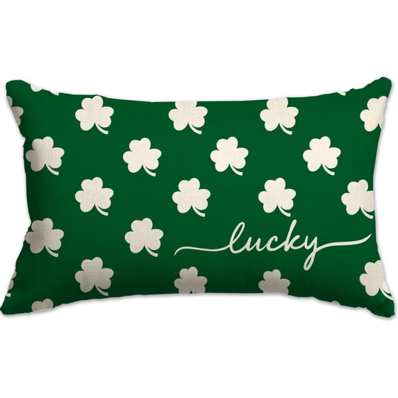 St Patricks Day Pillow Covers 12x20 Lucky Clover Shamrock Lumbar Pillow Cover Decorations Farmhouse Outdoor for Home Decor