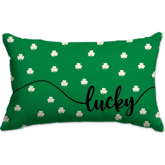 St Patricks Day Pillow Covers 12x20 Lucky Clover Shamrock Lumbar Pillow Cover Decorations Farmhouse Outdoor for Home Decor