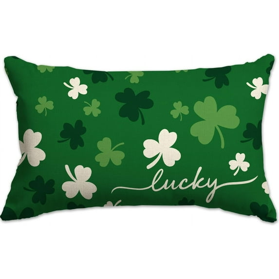 St Patricks Day Pillow Covers 12x20 Lucky Clover Shamrock Lumbar Pillow Cover Decorations Farmhouse Outdoor for Home Decor