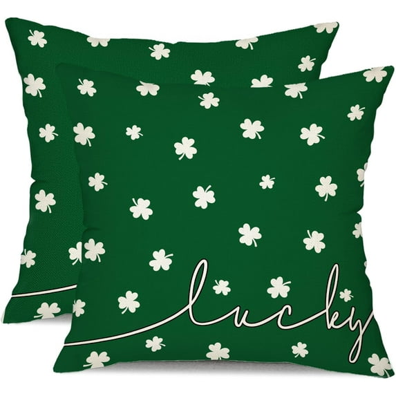 St Patricks Day Pillow Covers 18x18 Happy St Patricks Day Lucky White Clovers Decor for Green Throw Pillows Covers St Patricks Day Pillow Covers Decor Couch Living Room