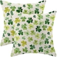 thumbnail image 1 of St Patricks Day Pillow Covers 18x18 Inch Set of 2 for Green Clover Decor Throw Pillows Spring Nature Plant Shamrock Outdoor Decorative Cushion Cases for Couch Bed Decorations, 1 of 7