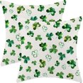 thumbnail image 1 of St Patricks Day Pillow Covers 18x18 Inch Set of 2 for Watercolor Green Clover Decor Throw Pillows Spring Nature Plant Shamrock Outdoor Decorative Cushion Cases for Couch Bed Decorations, 1 of 6