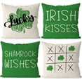 thumbnail image 1 of St Patricks Day Pillow Covers 18x18 Inch Set of 4 Irish Kisses Throw Pillowcase Hat Shamrock Wishes Home Sofa Pillowcase Happy St. Patrick''s Day Farmhouse Decoration Cushion Cases, 1 of 6