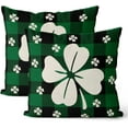 thumbnail image 1 of St Patricks Day Pillow Covers 18x18 Set of 2, Buffalo Plaid Lucky Clover Throw Pillow Covers Green Shamrock Decorative Cushion Case St Patricks Day Decor for Home Couch Sofa Outdoor, 1 of 6