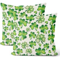 St Patricks Day Pillow Covers 18x18 Set of 2, Lucky Clover Throw Pillow Covers Green Shamrock Decorative Cushion Case St Patricks Day Decor for Home Couch Sofa Outdoor