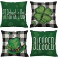 thumbnail image 1 of St Patricks Day Pillow Covers 18x18 Set of 4 Saint St Patricks Day Pillow Covers Decor Green Shamrock Lucky Clover Hat Pillows Covers Cuchion Covers for March Holiday Home Outdoor Decorative 18inch, 1 of 6