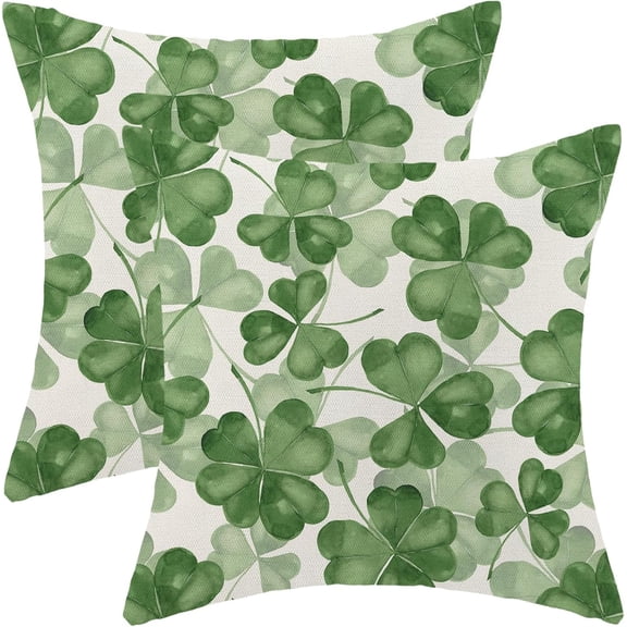 St Patricks Day Pillow Covers 20 x 20 Inch Set of 2 for Watercolor Sage Green Lucky Shamrock Decor Throw Pillows Spring Holiday Outdoor Farmhouse Decorative Cushion Cases for Couch Decoration