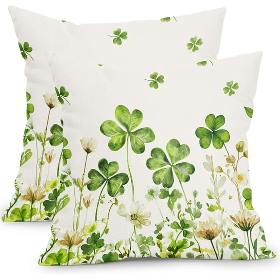 St. Patricks Day Pillow Covers 20x20 Inch Set of 2 Shamrock St Patricks Day Outdoor Throw Pillow Covers Rustic Spring Floral Decorative Pillowcases Cushion Covers for Couch
