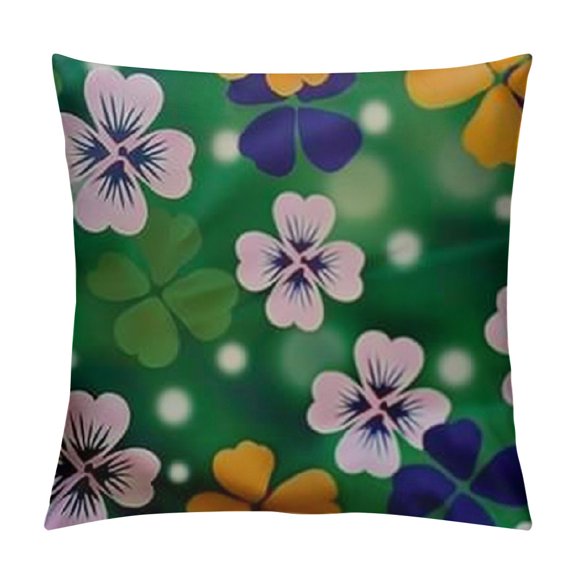 St Patricks Day Pillow Covers Set of St Patricks Lucky Clover Throw Pillows Spring Green Shamrock Decorative Pillowcase Rustic Square Cushion Cover for Couch Sofa Bed