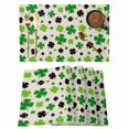 thumbnail image 1 of St Patricks Day Placemats Set of 8, Farmhouse Country Green Black Shamrock Placemats for Dining Table, Place Mats for Kitchen Tabletop, Waterproof Wipeable Dining Table Mats Set, 1 of 9