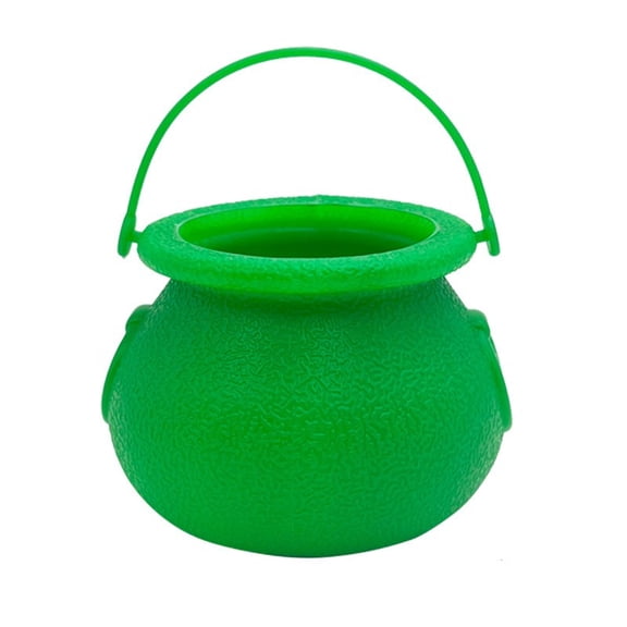 St Patricks Day Pot of Gold Decorations, Green Pot of Gold Cauldron Plastic Bucket for Saint Patricks Pot of Gold Party Decorations, Not Include coins