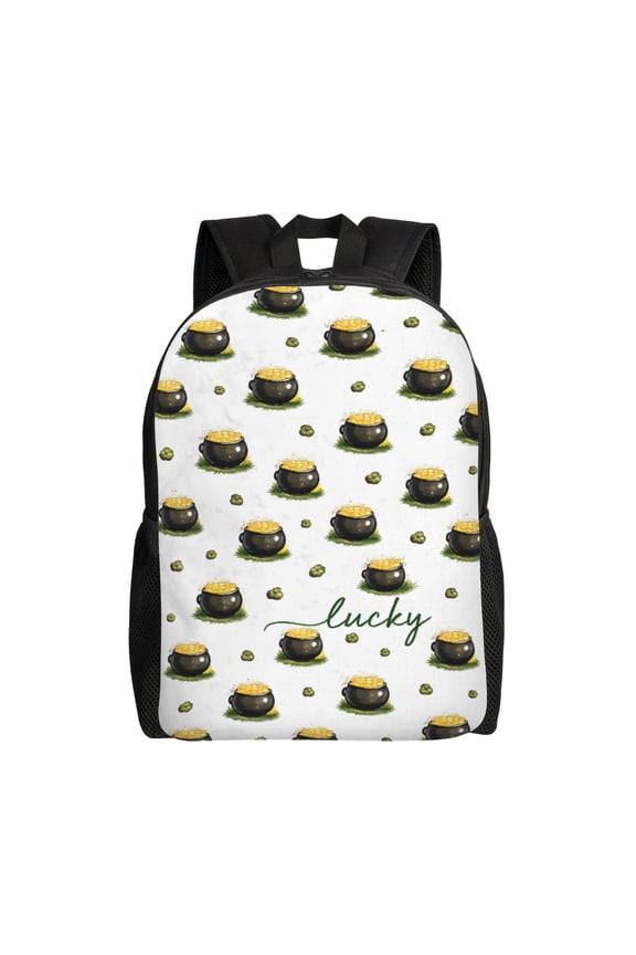 St Patricks Day Pot Of Gold Backpack Large Capacity Laptop Bag for Men and Women