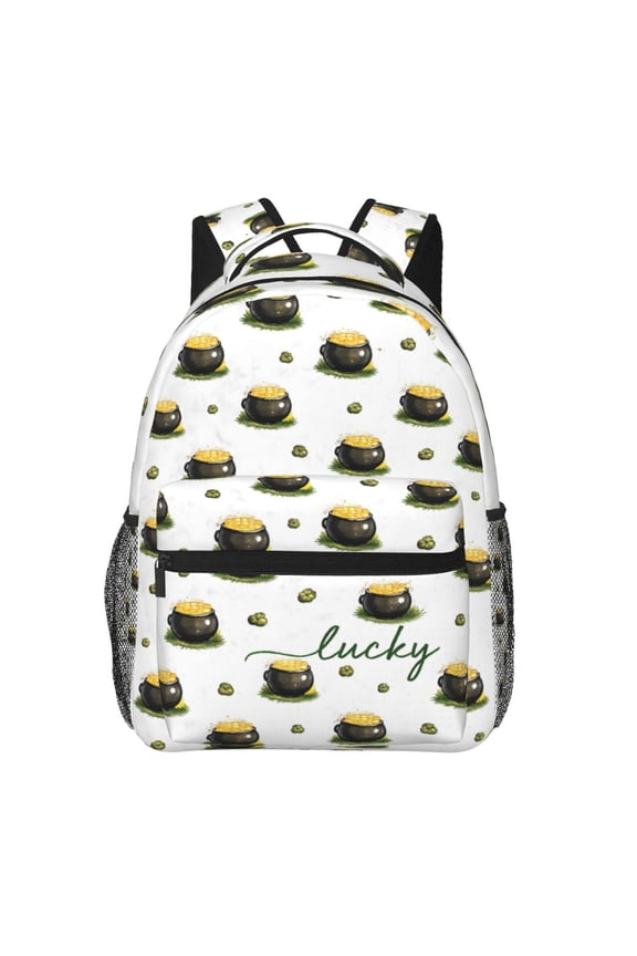 St Patricks Day Pot Of Gold Backpack Lightweight Rucksack Travel Bag for Men and Women