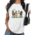 thumbnail image 1 of St Patricks Day Print T shirt Graphic Tees Lucky Clover Horses Leprechaun Hat Shirts Women Casual White Festive Daily Wear Comfortable Tops S-5XL, 1 of 5