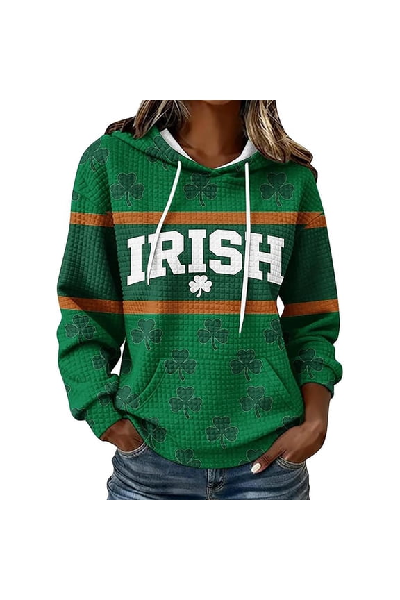 St Patricks Day-Relaxed Fit Hoodie With Front Pockets For St Patrick'S Day Casual Wear And Everyday Comfort