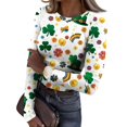 thumbnail image 1 of St Patricks Day Rib Knit Tops for Women Plus Size Crew Neck Shamrock Print Ribbed Womens Long Sleeve T Shirts Slim Fit Ladies Casual Pullover Tops, 1 of 5