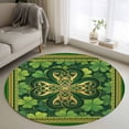 thumbnail image 1 of St Patricks Day Round Area Rug 4ft, Gold Green Shamrock Checkered Lucky Leaf Washable Non-Slip Circle Rugs for Bedroom Living Room Kitchen, Soft Non Shedding Circle Carpet for Dining Room Dorm, 1 of 9